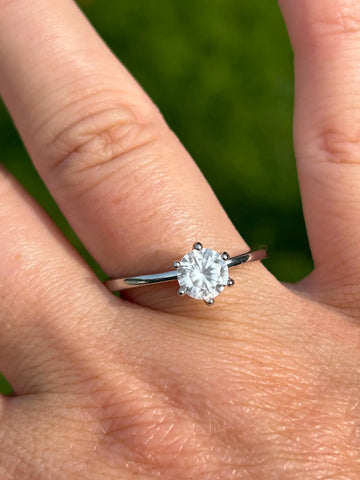 Diamond ring, silver band ring, woman ring size 8 14, costume
