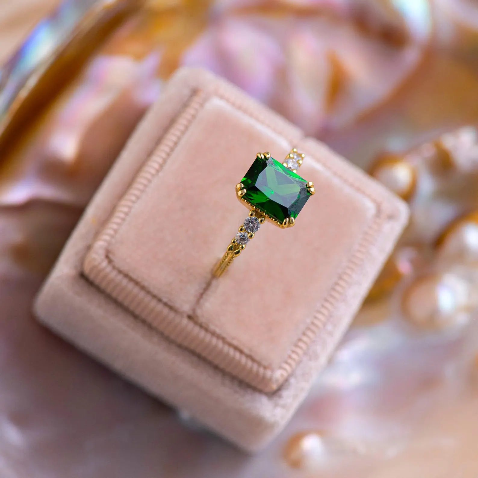 Gold Emerald Promise Ring