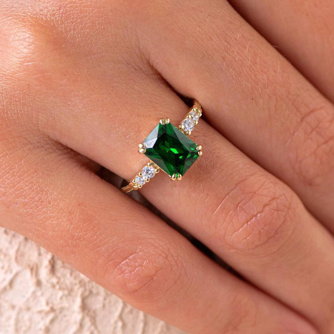 Gold Emerald Promise Ring