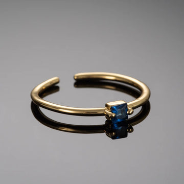 Blue Ring in Gold for Women, Adjustable Open Rings