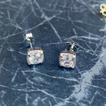 Mens Earrings, Princess Cut Diamond Stud Mens Earrings 925 Silver, Mens Stud Earrings, Diamond Earrings, Mens Jewellery - By Twistedpendant