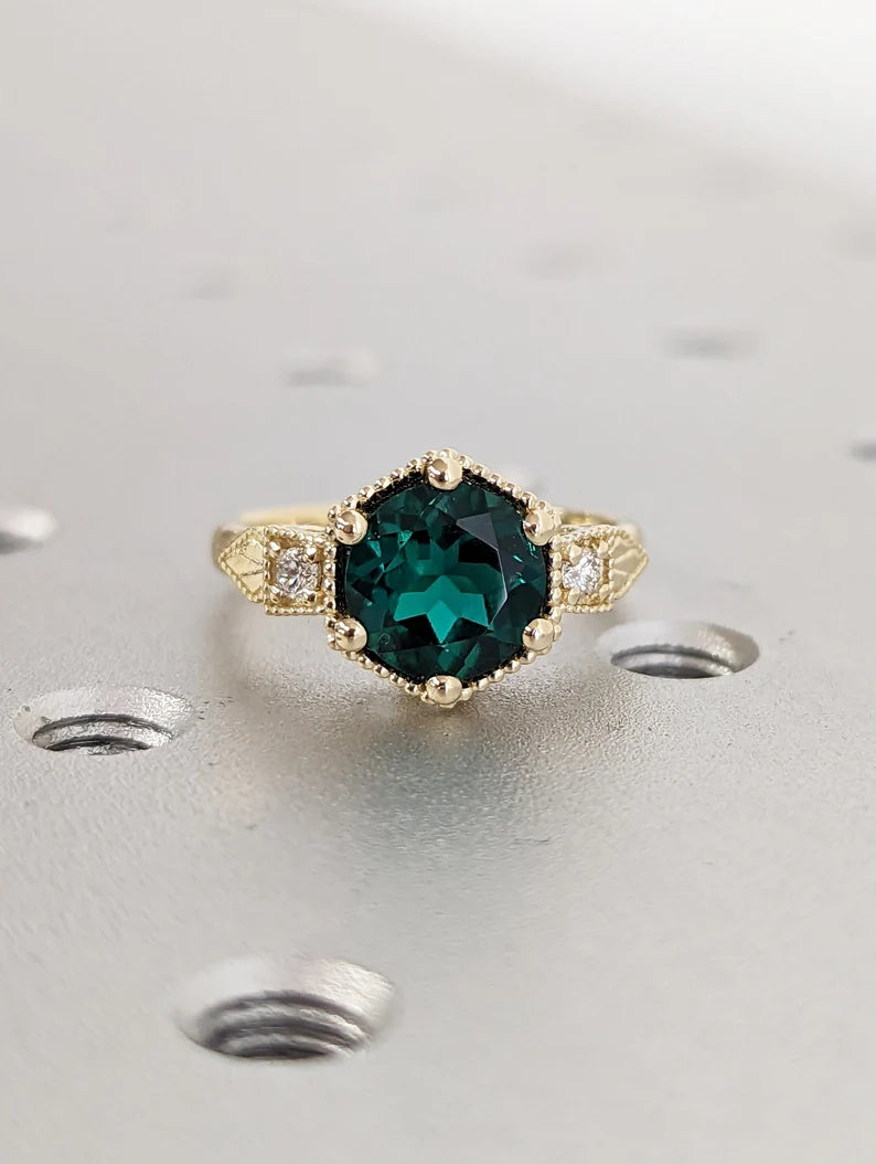 Emerald ring vintage emerald engagement ring