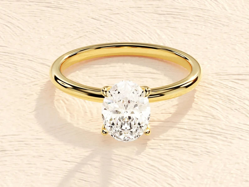 Oval Cut Hidden Halo Engagement Ring