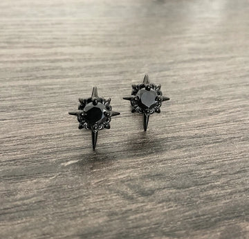 North Star earrings, North Star studs, stainless steel earrings, gothic jewelry, gothic earrings, Black star earrings, black earrings