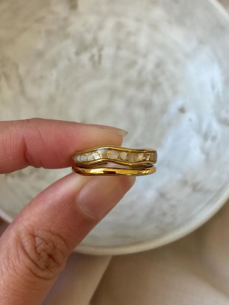 Wavy Ring Gold  Rings for Women  Gold Double Layer Ring