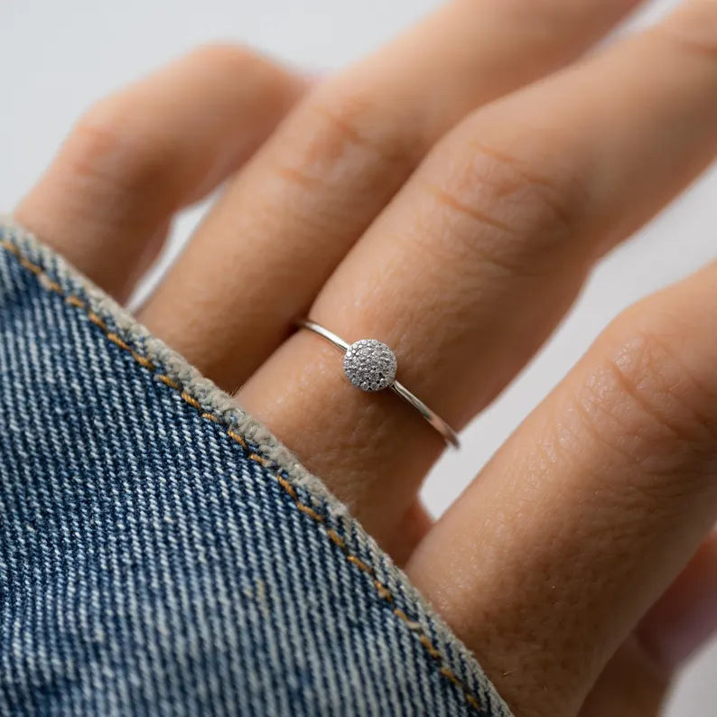 Dainty Ring, CZ Stacking Ring, Circle Ring,