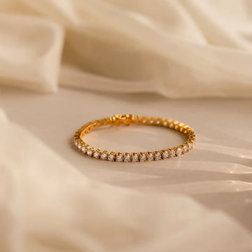 Bold Diamond Tennis Bracelet Gold Vermeil with ~4mm CZ Diamond Stones