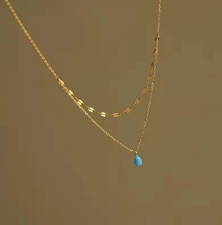 Blue Tear Drop Opal Necklace