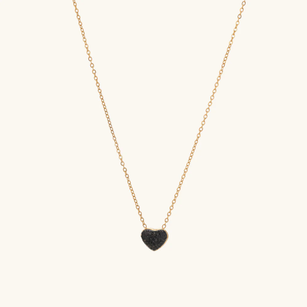 Medium Black Heart Necklace