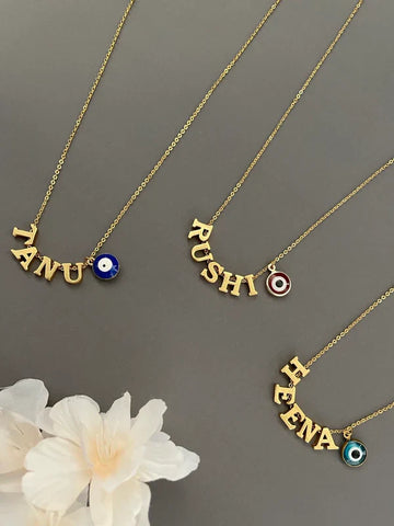 Big Evil Eye Name Necklace