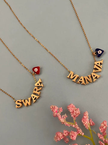 Heart Evil Eye Name Necklace