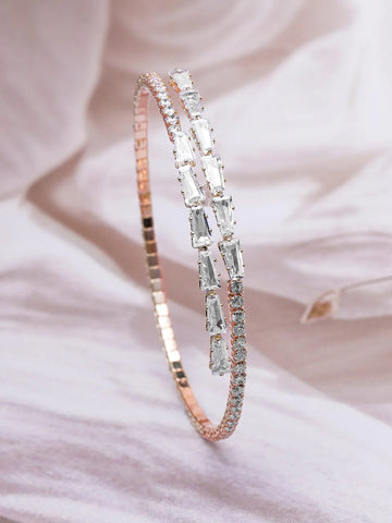 AD & Cubic Zirconia Studded Triple Layered Bracelet