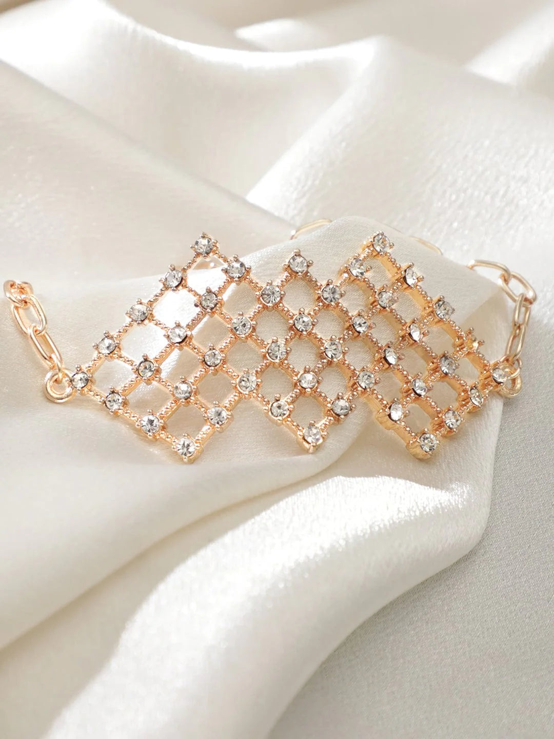 plated zirconia studded contemprory bracelet