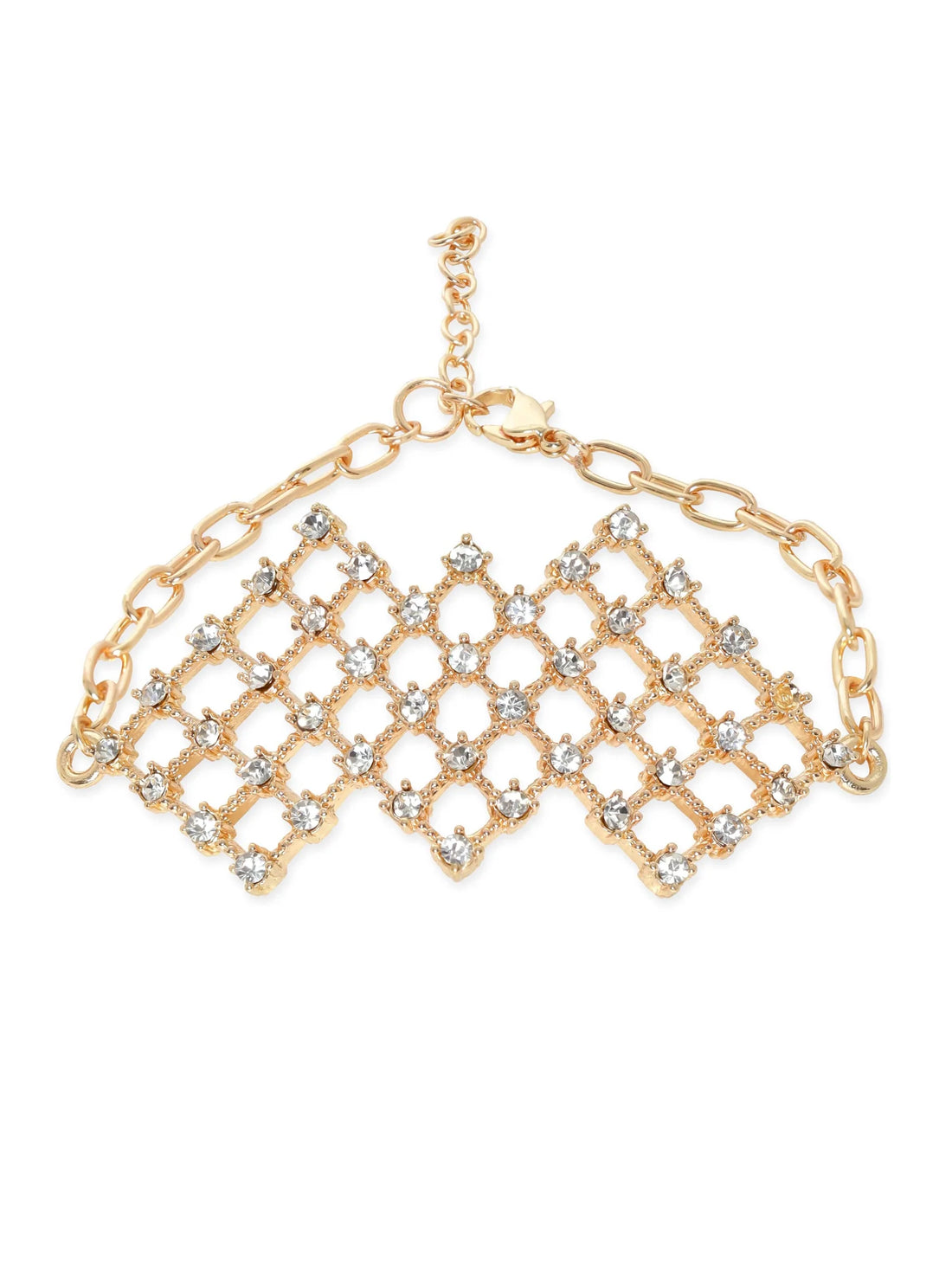 plated zirconia studded contemprory bracelet