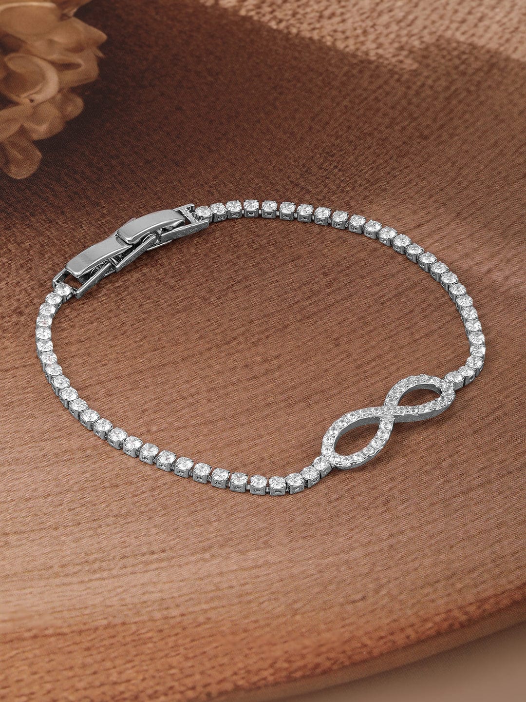 Rhodium Plated Cubic Zirconia Studded Premium Bracelet