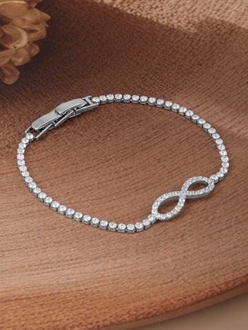 Rhodium Plated Cubic Zirconia Studded Premium Bracelet