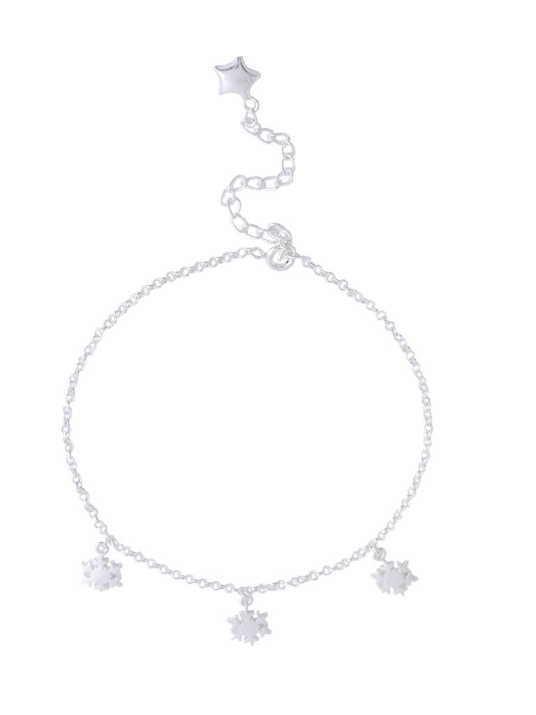 Kicky And Perky 925 Sterling Silver Snowflake Charm Anklet (One Size)