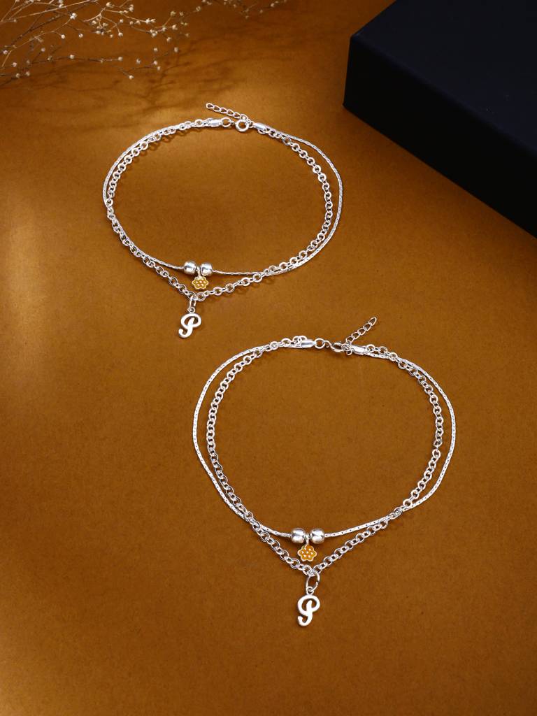 Kicky And Perky 925 Sterling Silver Personalized Garden Love Anklet