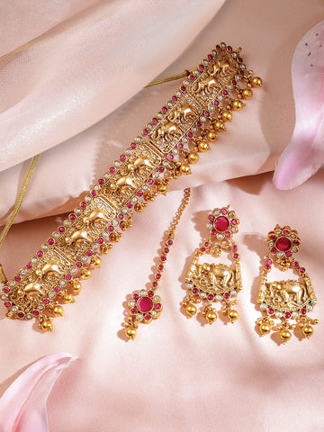 Timeless Glamour Gold-Plated Choker set Ensemble for Classic Style