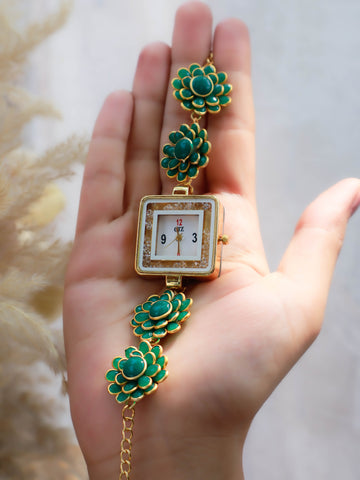 Green Floral Wrist Stylish Watch